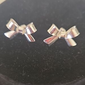 Silver Bow Stud Earrings - Elegant Bow Knot Design